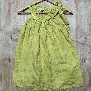 Bellambia Italian Linen Tie-Neck Women Yellow Sleeveless Top Size S